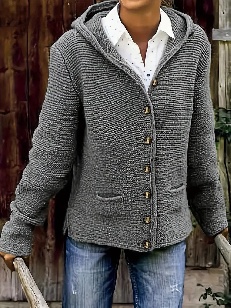 Klara™ | Elegant Lång Cardigan med Huvud
