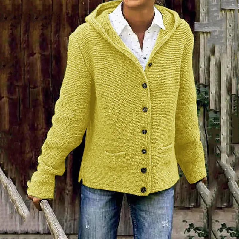 Klara™ | Elegant Lång Cardigan med Huvud
