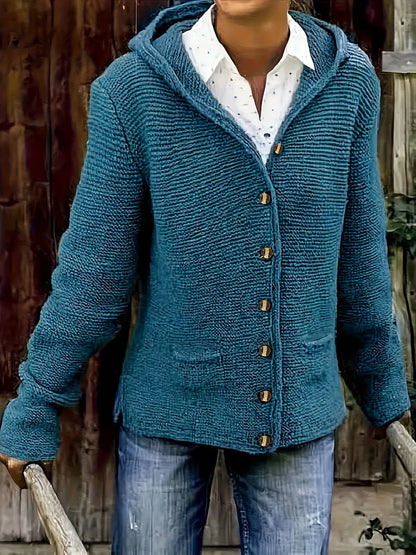 Klara™ | Elegant Lång Cardigan med Huvud