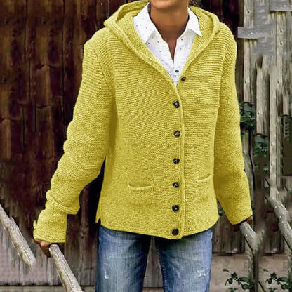 Klara™ | Elegant Lång Cardigan med Huvud